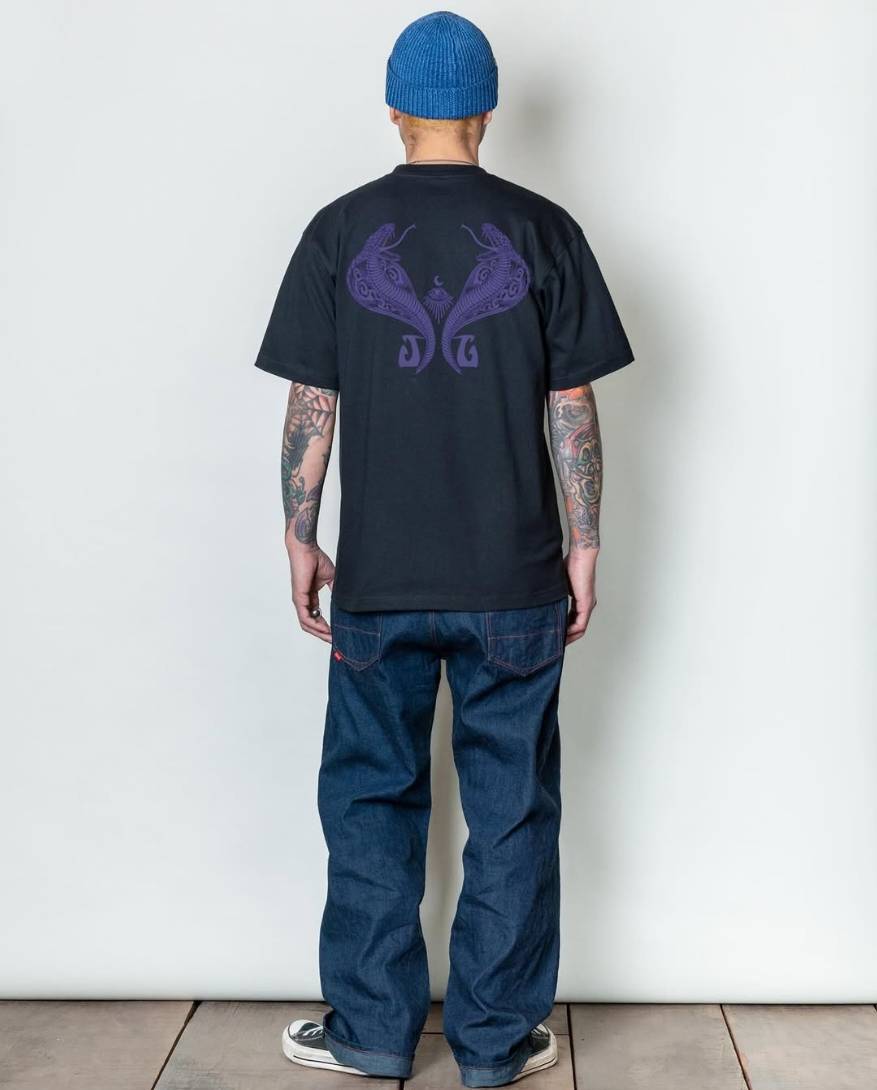 GERUGA / PRINT T-SHIRS / TWIN COBRA- (BLACK) GERUGA / PRINT T-SHIRS / TWIN COBRA- (BLACK)