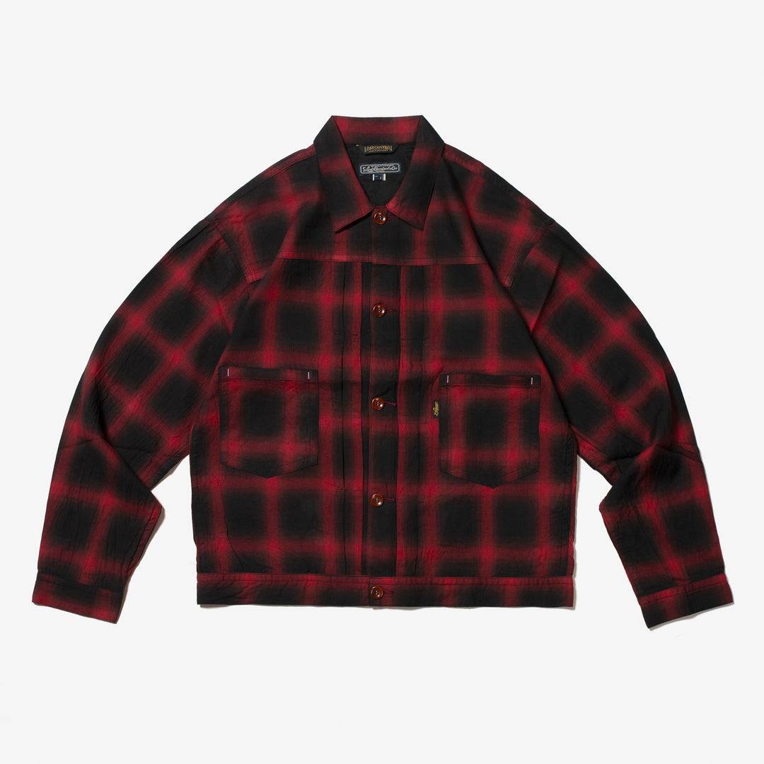 LOST CONTROL / Ombre Plaid Tracker Jacket (Red×Black) LOST CONTROL / Ombre Plaid Tracker Jacket (Red×Black)