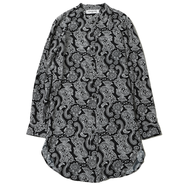 RG / PAISLEY NO COLLAR LONG SHIRT (BK) RG / PAISLEY NO COLLAR LONG SHIRT (BK)