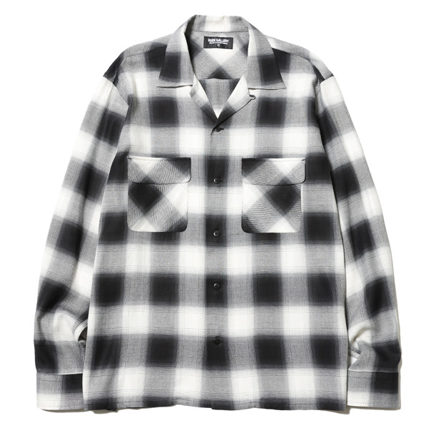 RG / OMBRE CHECK OPEN COLLAR LS SHIRT (WH) RG / OMBRE CHECK OPEN COLLAR LS SHIRT (WH)