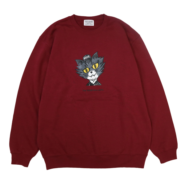 RG / BLACK CAT BIG CREW SWEAT(BURGUNDY) RG / BLACK CAT BIG CREW SWEAT(BURGUNDY)