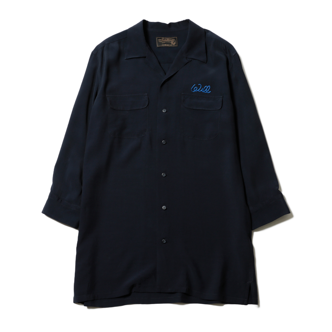 SUNDINISTA / W.O.T.E WILL -OPEN COLLAR LONG SHIRTS-(NAVY/BLUE) SUNDINISTA / W.O.T.E WILL -OPEN COLLAR LONG SHIRTS-(NAVY/BLUE)