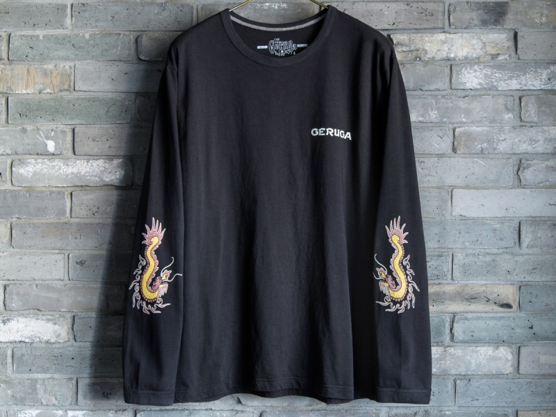 GERUGA / TANGUIS COTTON LONG-SLEEVE T-S -DRAGON- (FADE-BK) GERUGA / TANGUIS COTTON LONG-SLEEVE T-S -DRAGON- (FADE-BK)
