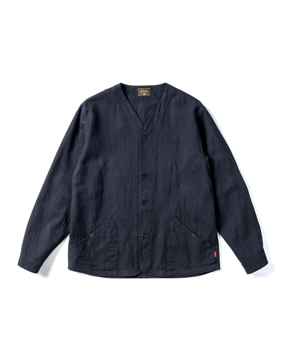 GERUGA / NO COLLAR SHIRTS -MINI HERRINBONE-<PLAIN>(BLACK) GERUGA / NO COLLAR SHIRTS -MINI HERRINBONE-<PLAIN>(BLACK)