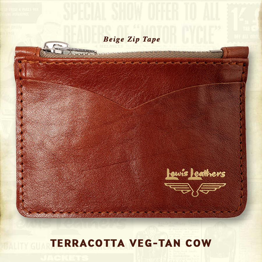 Lewis Leathers/Coin Wallet VEG-TAN COWHIDE Beige Zip(Terracotta)