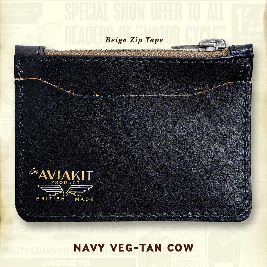 Lewis Leathers/Coin Wallet VEG-TAN COWHIDE Beige Zip(Navy) - ウインドウを閉じる
