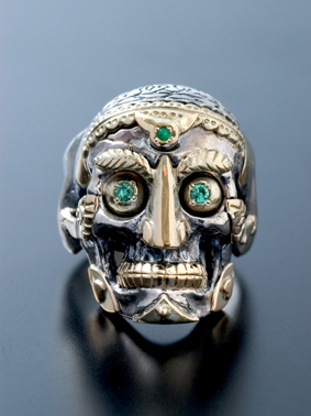 RUDE GALLERY / TIBETAN MONK SKULL RING (SIL×GO)