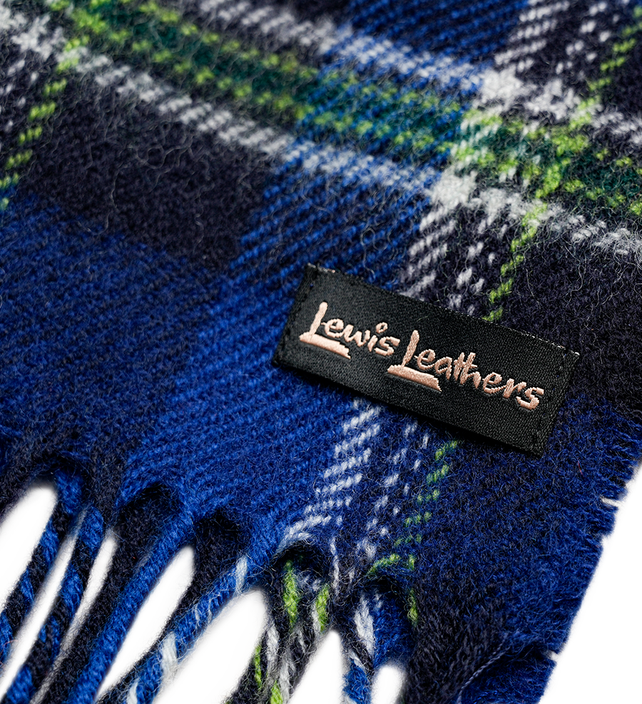 Lewis Leathers / SCOTISH WOOL SCARF (BLUE Tartan check)
