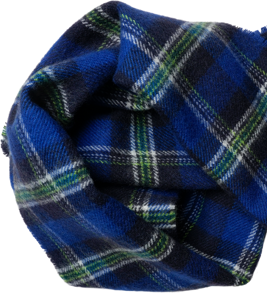 Lewis Leathers / SCOTISH WOOL SCARF (BLUE Tartan check)