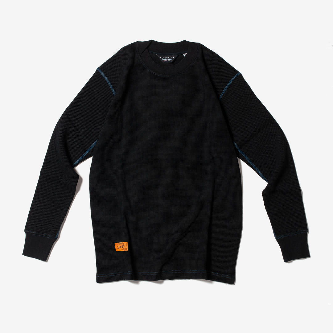 RENDER / Organic Waffle LS Pullover -Plain- (BK)