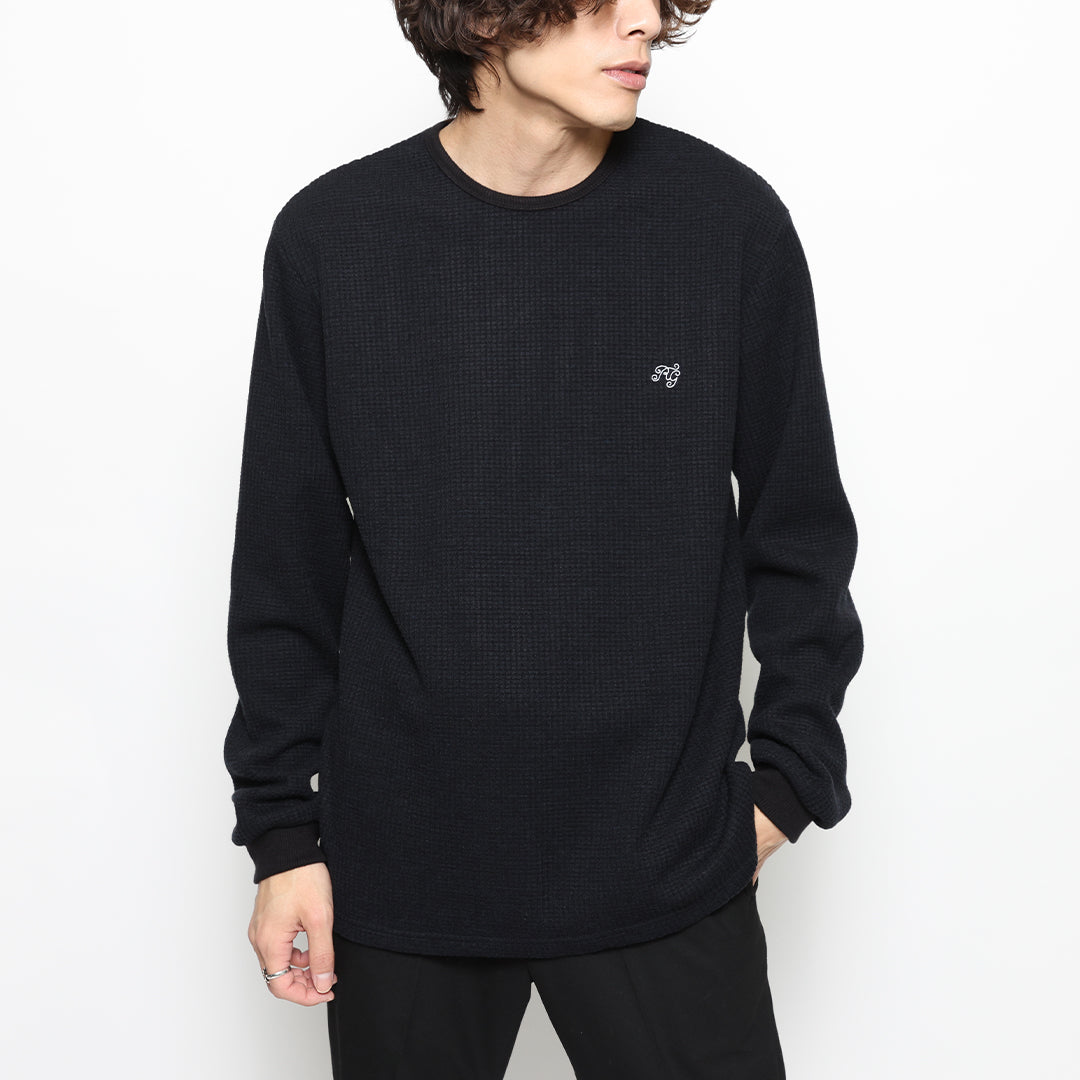 RG /BASIC CREW NECK WAFFLE LS (BK)