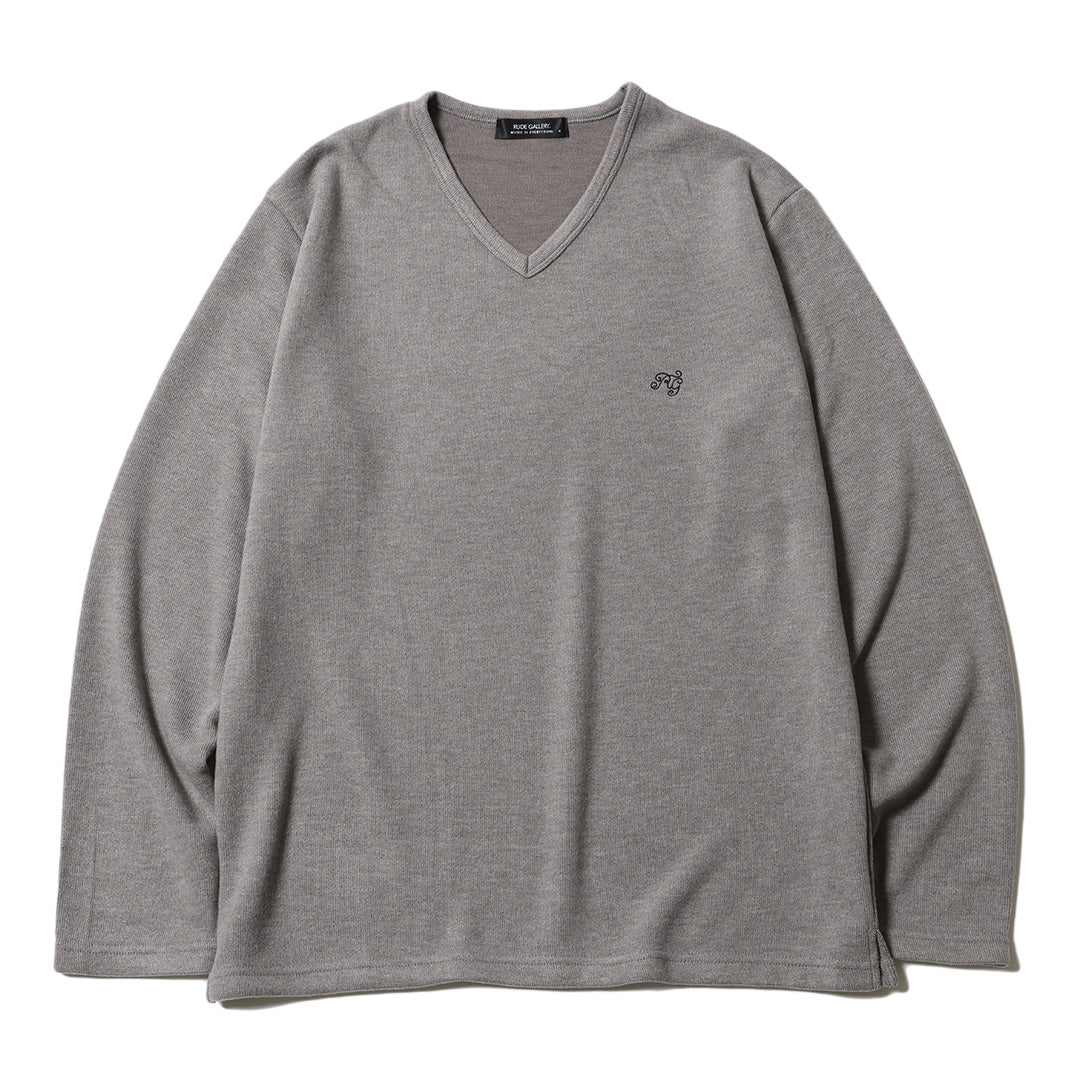 RG /BASIC V NECK KNIT LS (GRAY)