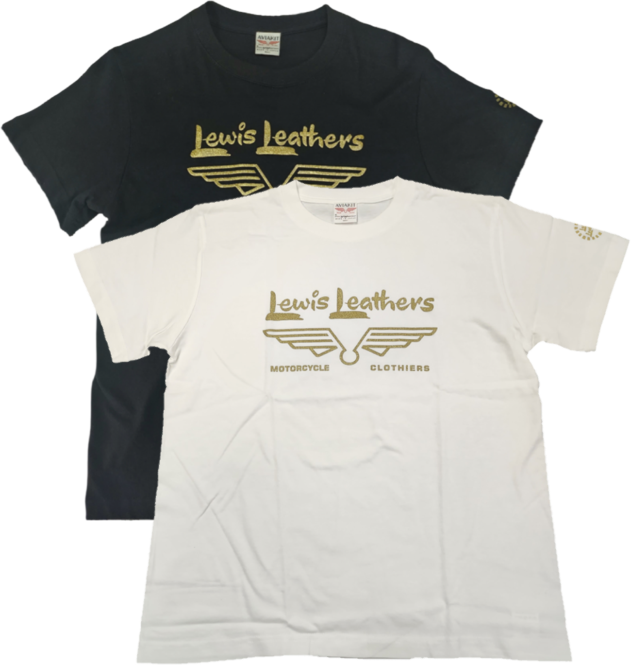 Lewis Leathers / Gold Wing Logo T-shirt (BK) - ウインドウを閉じる