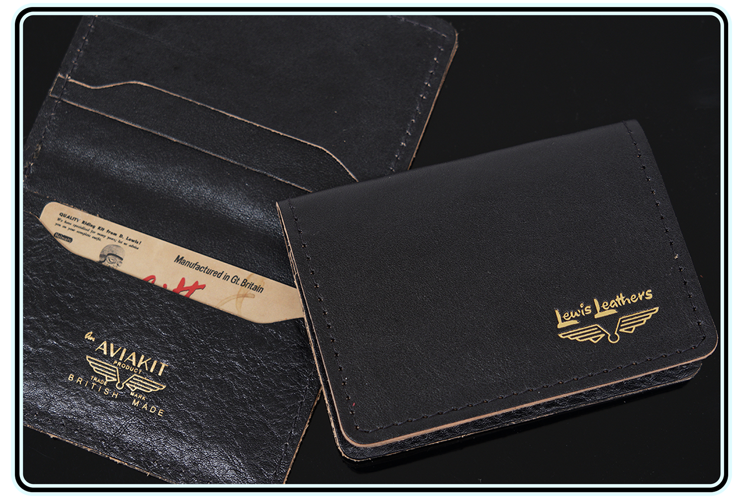 Lewis Leathers / CARD CASE (VEG TAN COW IN BLACK)
