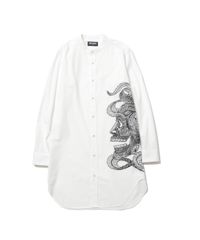 RG /SWITCH BANDCOLLAR LONG SHIRT TIBETAN＜ART WORK by H.U. (WH)