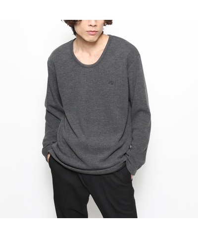 RG / BASIC U NECK KNIT LS (GRAY)
