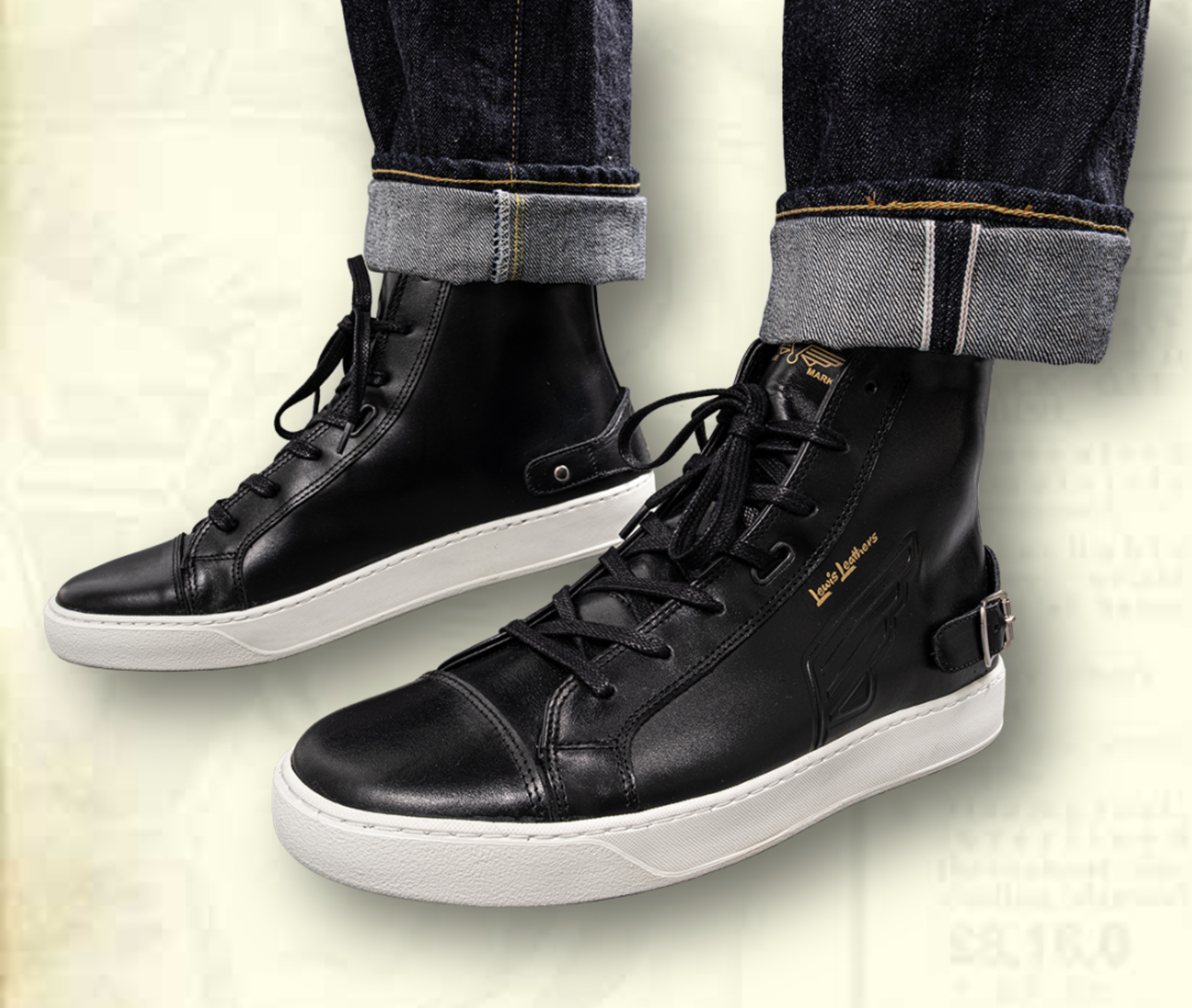 Lewis Leathers / Embossed Lewis Leathers Sneakers (BK)