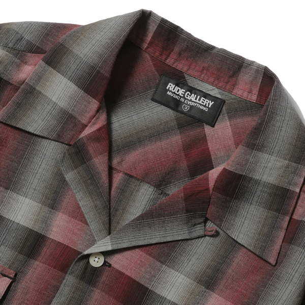 RG / OMBRE CHECK OPEN COLLAR SHIRT (RED) - ウインドウを閉じる