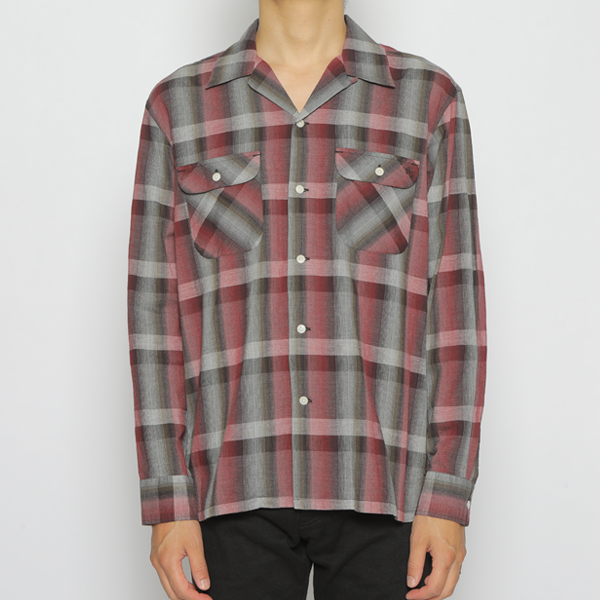 RG / OMBRE CHECK OPEN COLLAR SHIRT (RED) - ウインドウを閉じる