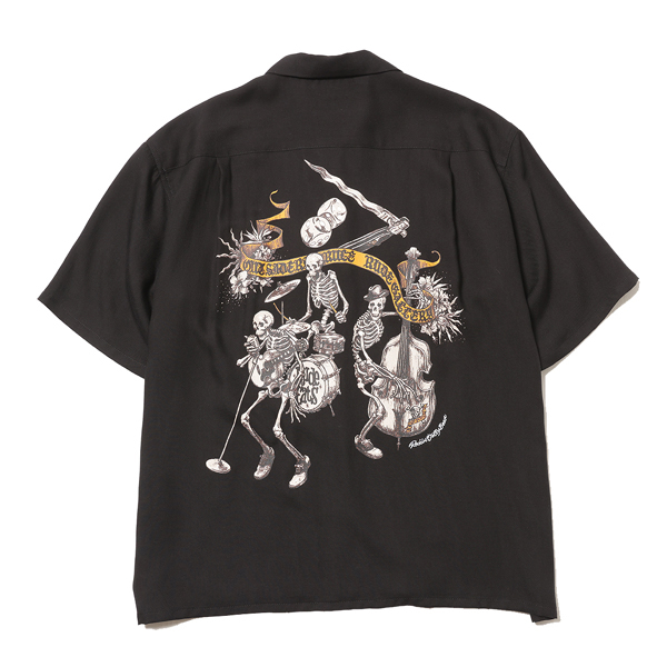RG / RUDE CATS W FLAP OPEN COLLAR SHIRT (BK)