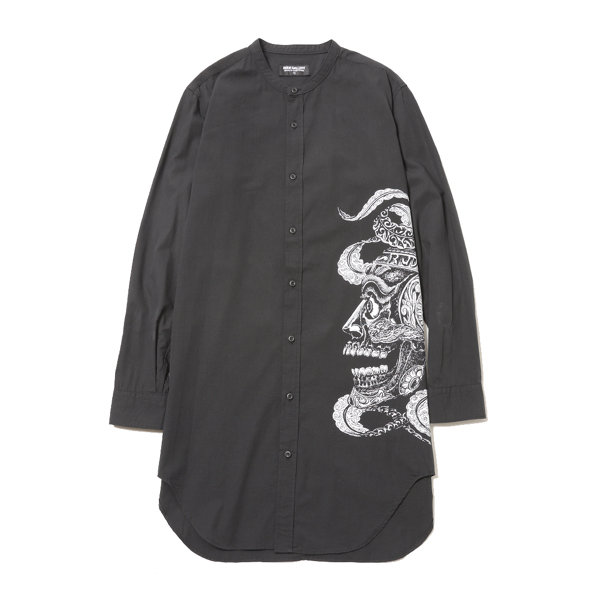 RG /SWITCH BANDCOLLAR LONG SHIRT TIBETAN＜ART WORK by H.U. (BK)