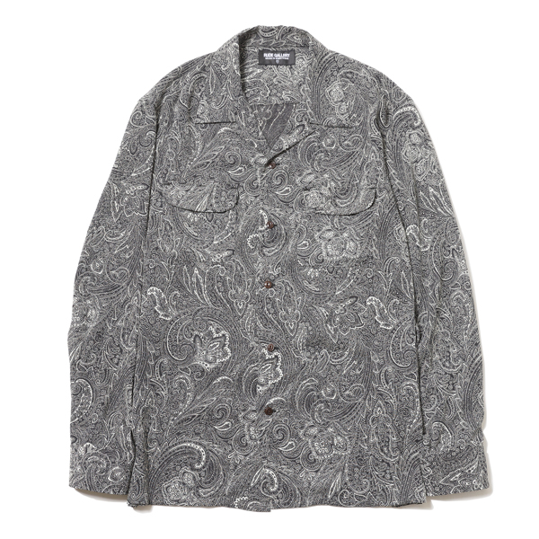 RG / PAISLEY OPEN COLLAR LS SHIRT (BK) - ウインドウを閉じる