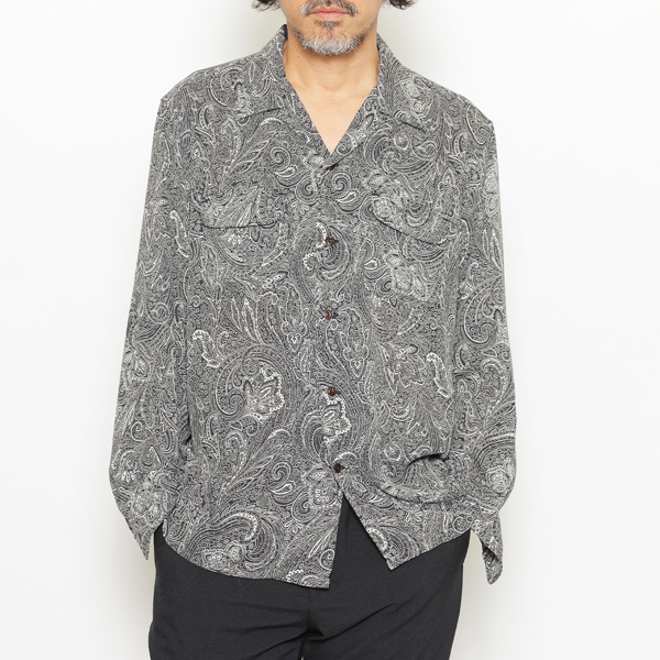 RG / PAISLEY OPEN COLLAR LS SHIRT (BK)