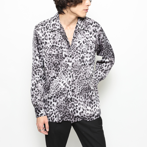 RG / LEOPARD OPEN COLLAR LS SHIRT(BK LEO)