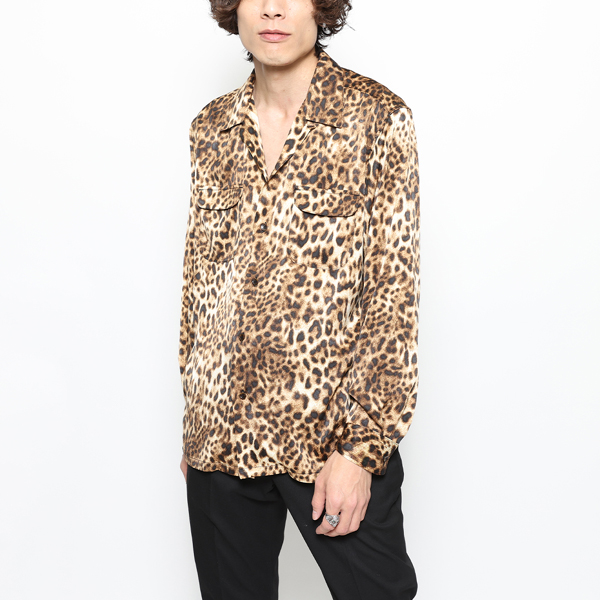 RG / LEOPARD OPEN COLLAR LS SHIRT(YEL LEO)