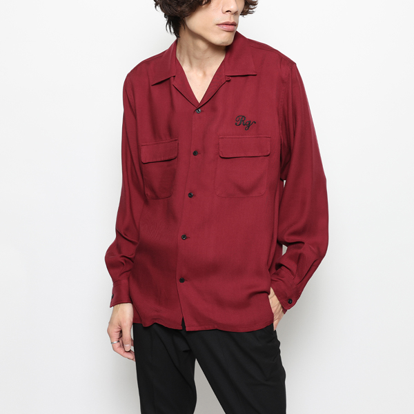 RG / CAT OPEN COLLAR LS SHIRT (BURGUNDY)