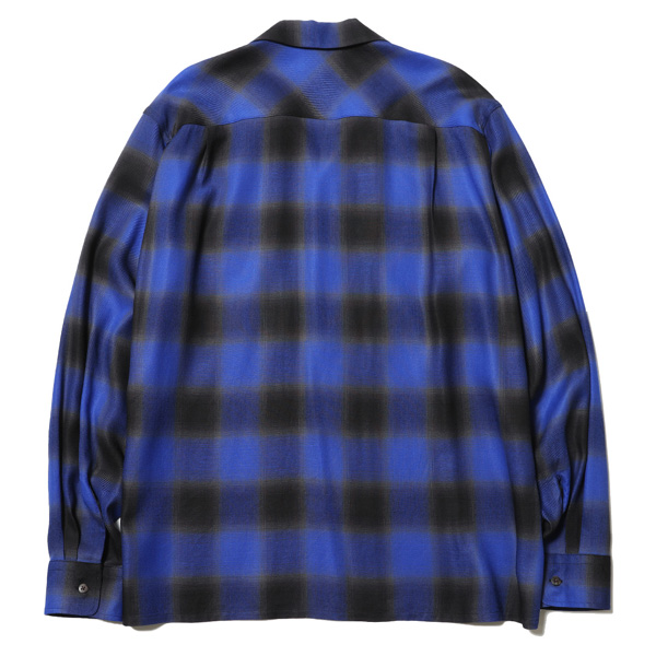 RG / OMBRE CHECK OPEN COLLAR LS SHIRT (BLUE)