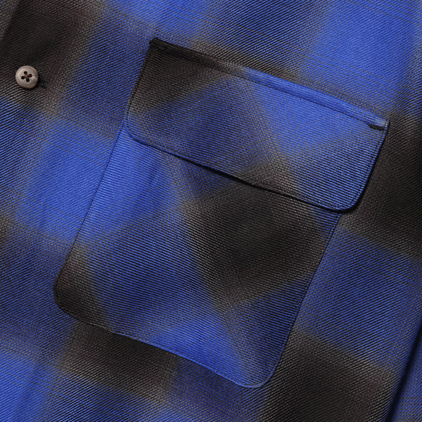 RG / OMBRE CHECK OPEN COLLAR LS SHIRT (BLUE)