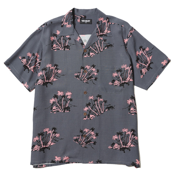 RG / PANTHER ALOHA SHIRT (DARK GRAY/PINK)