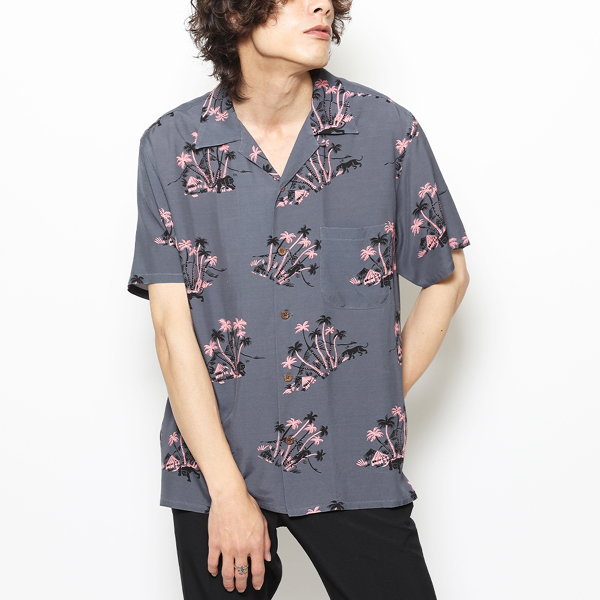 RG / PANTHER ALOHA SHIRT (DARK GRAY/PINK) - ウインドウを閉じる