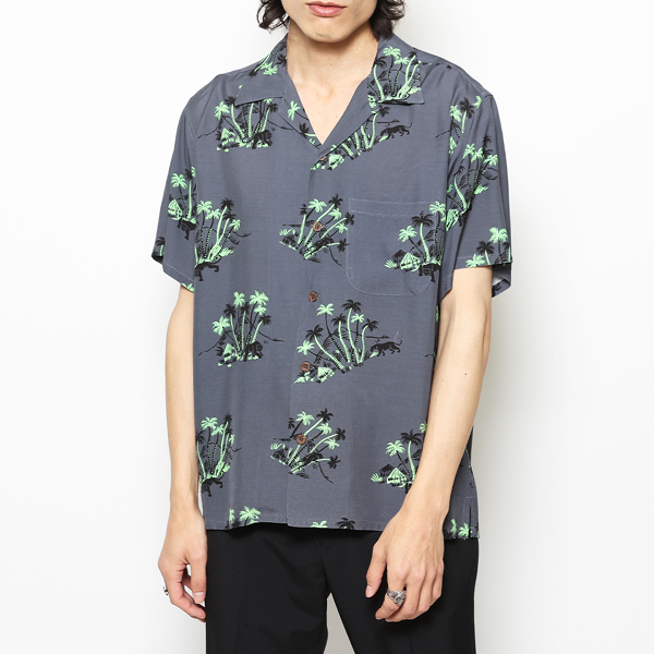 RG / PANTHER ALOHA SHIRT (DARK GRAY/GREEN) - ウインドウを閉じる