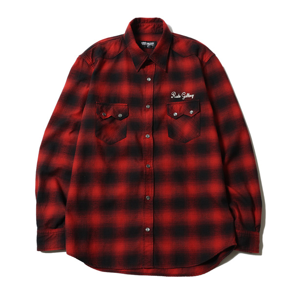 RG /OMBRE CHECK WESTERN SHIRT(RED)