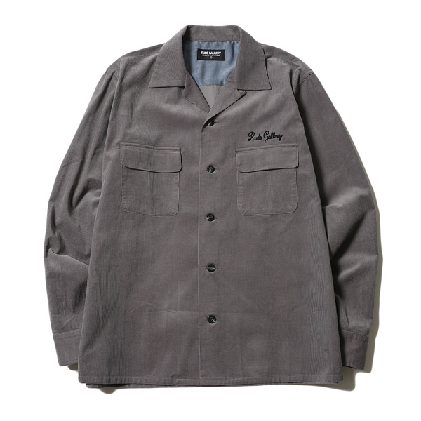 RG /CORDUROY OPEN COLLAR LS SHIRT(GRAY)