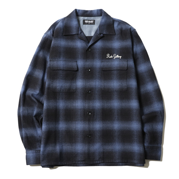 RG /OMBRE CHECK OPEN COLLAR LS SHIRT(BLUE)