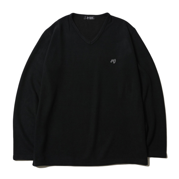 RG /BASIC V NECK KNIT LS(BK)