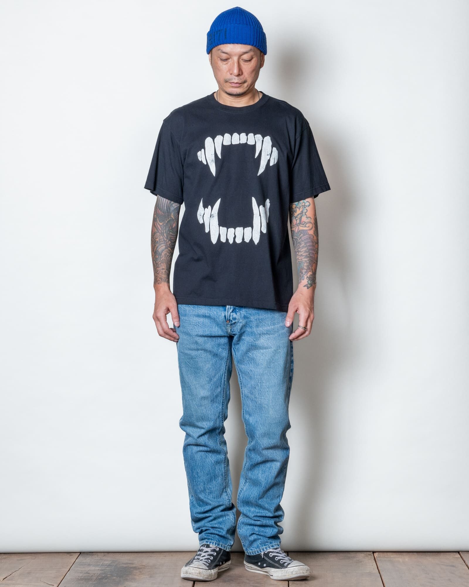 GERUGA / PRINT T-SHIRS- 牙-(BLACK)