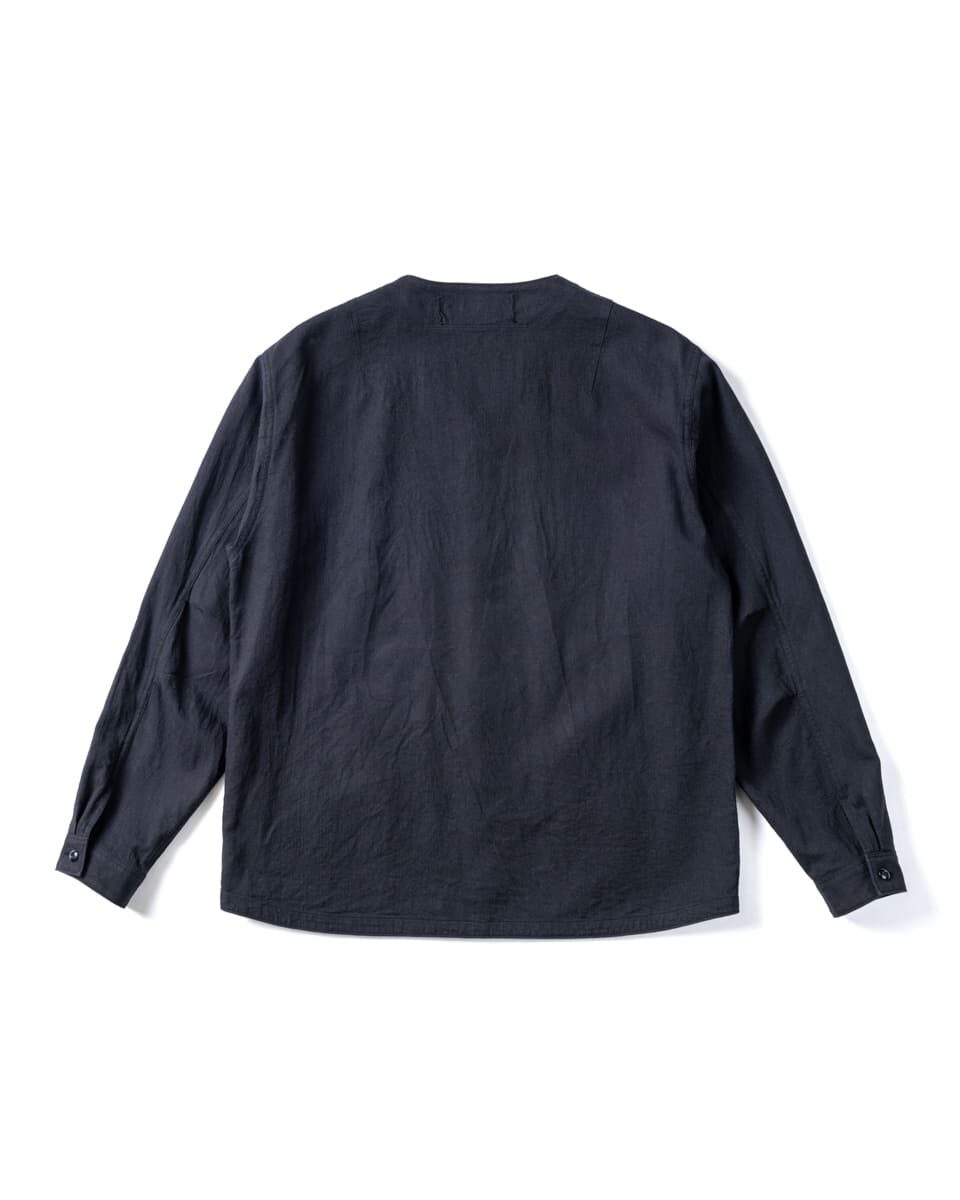 GERUGA / NO COLLAR SHIRTS -MINI HERRINBONE-＜PLAIN＞(BLACK)