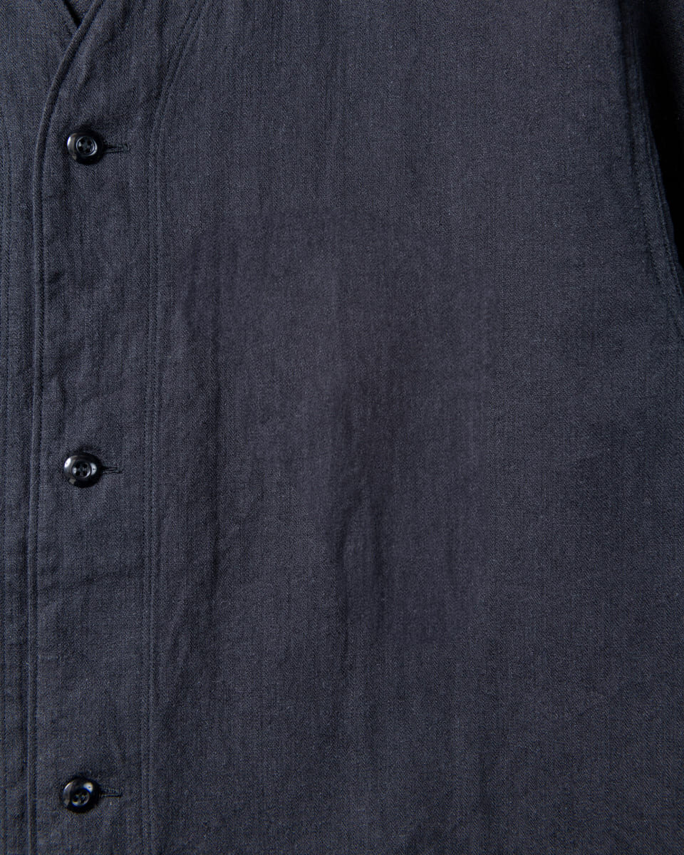 GERUGA / NO COLLAR SHIRTS -MINI HERRINBONE-＜PLAIN＞(BLACK)