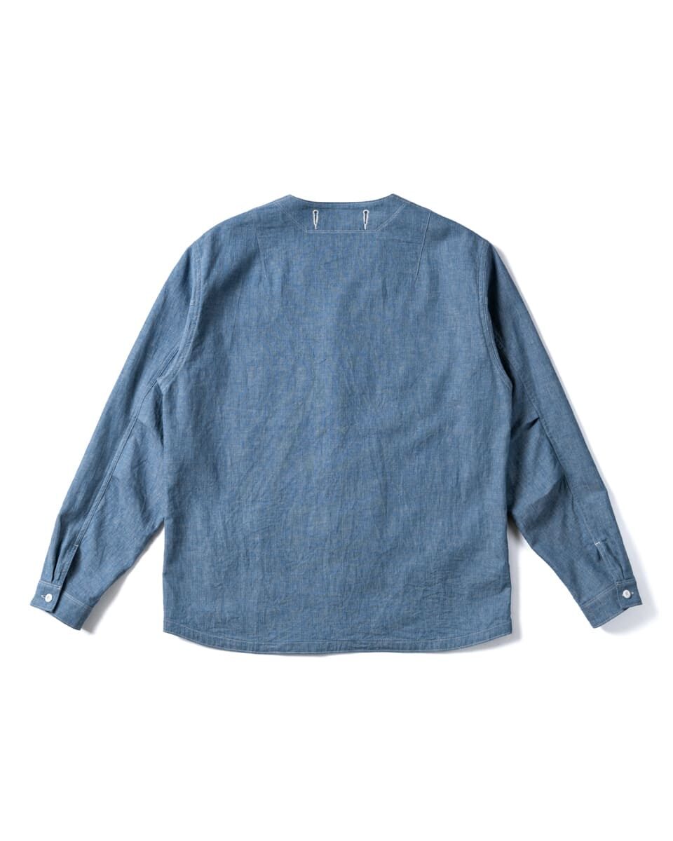 GERUGA / NO COLLAR SHIRTS -MINI HERRINBONE-＜PLAIN＞(LIGHT-BLUE)