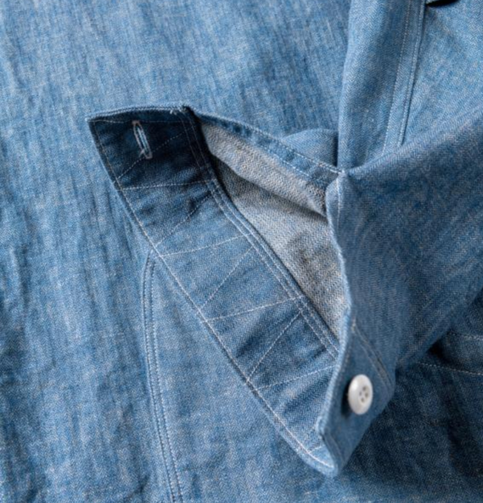 GERUGA / NO COLLAR SHIRTS -MINI HERRINBONE-＜PLAIN＞(LIGHT-BLUE)